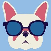 illustration Vector graphic of French bulldog wearing blue sunglasses isolated good for logo, icon, mascot, print or customize your design