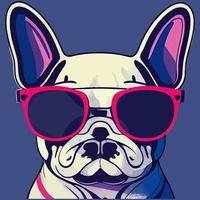 ilustración gráfica vectorial de bulldog francés con gafas de sol vector