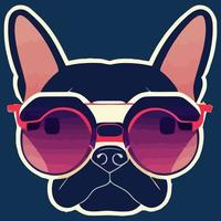 gráfico vectorial de ilustración de bulldog francés con gafas de sol aislado bueno para logotipo, icono, mascota, imprimir o personalizar su diseño vector