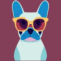 gráfico vectorial de ilustración de bulldog francés con gafas de sol aislado bueno para logotipo, icono, mascota, imprimir o personalizar su diseño vector