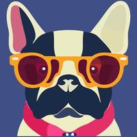 gráfico vectorial de ilustración de bulldog francés con gafas de sol aislado bueno para logotipo, icono, mascota, imprimir o personalizar su diseño vector