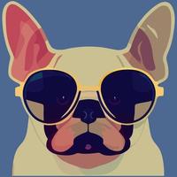 gráfico vectorial de ilustración de bulldog francés con gafas de sol aislado bueno para logotipo, icono, mascota, imprimir o personalizar su diseño vector