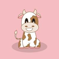 Cartoon Cute Farm Animal Cow Vector Editable Colorful Drawing Illustration