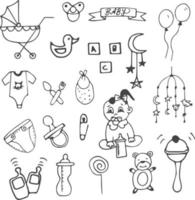 conjunto de objetos de ilustración de vector dibujado a mano de bebé