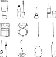 Make Up Hand Drawn Vector Illustration Objects Set