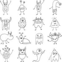 Monsters Hand Drawn Vector Illustration Objects Set