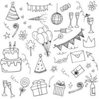 Party Hand Drawn Vector Illustration Objects Set