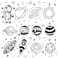 Space Hand Draw Vector Illustration Objects Set