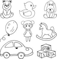 Toys Hand Drawn Vector Illustration Objects Set