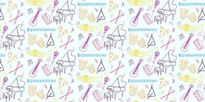 Musical Instruments Vector Hand Drawn Pattern