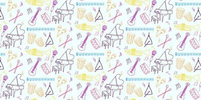 Musical Instruments Vector Hand Drawn Pattern