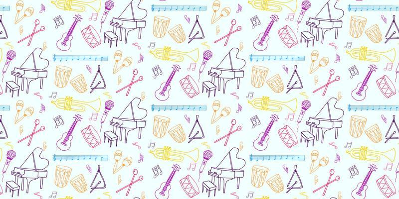Musical Instruments Vector Hand Drawn Pattern
