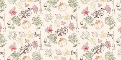 Soft Colorful Autumn Vector Hand Drawn Background