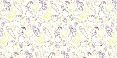 Colorful Fruits Hand Drawn Vector Hand Drawn Pattern