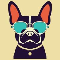 gráfico vectorial de ilustración de bulldog francés con gafas de sol aislado bueno para logotipo, icono, mascota, imprimir o personalizar su diseño vector