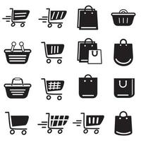 carrito de compras, conjunto, icono vector