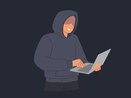 Illustration of Hacker with laptop vector