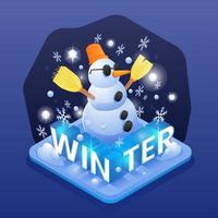 Isometric Winter Snowman vector