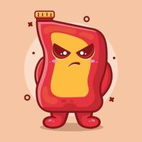 serious lubricant oil bottle character mascot with angry expression isolated cartoon in flat style design vector