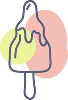 Melted ice cream on stick, illustration, vector on a white background.