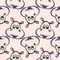 Hippo pattern , illustration, vector on white background
