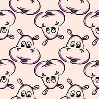 Hippo pattern , illustration, vector on white background