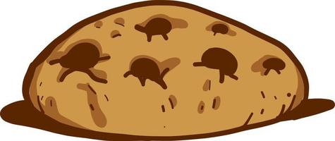 Chocolate chip cookie, illustration, vector on white background.