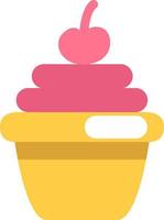 cupcake de fiesta con cereza, ilustración, vector sobre fondo blanco.