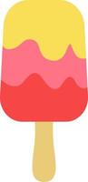 Colorful fruity ice cream on a stick, icon illustration, vector on white background