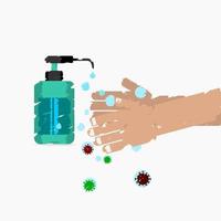 Editable Vector Illustration of Sanitizing Hands in Brush Strokes Style for Artwork Element of Healthcare and Medical Related Design