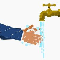 Editable Isolated Washing Hands With Foaming Soap Under Faucet Vector Illustration in Brush Strokes Style for Artwork Element of Healthcare and Medical or Cleanliness Related Design