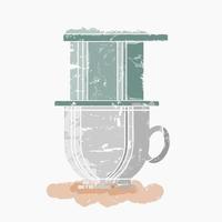 Editable Isolated Brush Strokes Style Vietnam Drip Coffee Brewing Into a Mug Vector Illustration for Artwork Element of Cafe With Vietnamese Culture and Tradition Related Design