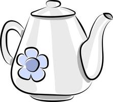 Floral tea pot, illustration, vector on white background.