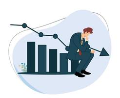 businessman experienced a decline in business performance due to recession. flat design vector