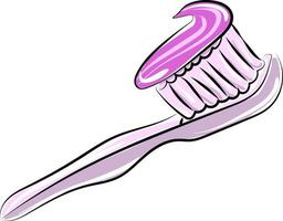 Toothpaste on toothbrush, illustration, vector on white background.
