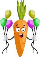 Carrot with balloons, illustration, vector on white background.