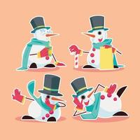 Snowman holding a merry Christmas banner in flat design vector