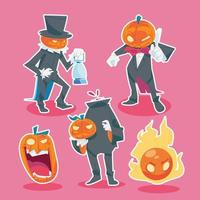 clip art de personaje de calabaza de halloween en diseño plano vector