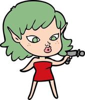 Vector elf girl character in cartoon style