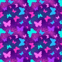 seamless pattern with cute neon flying butterflies. vector repeating background