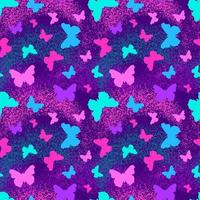 seamless pattern with cute neon flying butterflies. vector repeating background