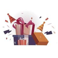 Vector illustration of stacked birthday gifts