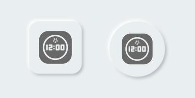 Clock solid icon in neomorphic design style. Time signs vector illustration