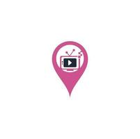 TV media map pin shape concept logo design. TV Service Logo Template Design. Television logo design vector