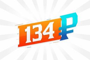 134 Ruble symbol bold text vector image. 134 Russian Ruble currency sign vector illustration