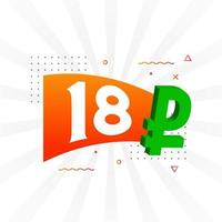 18 Ruble symbol bold text vector image. 18 Russian Ruble currency sign vector illustration