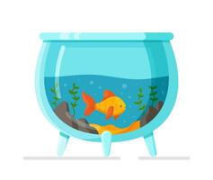 un pequeño acuario con peces dorados aislado en un fondo blanco. vector