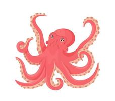 Pink octopus isolated on white background. vector