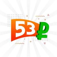 53 Ruble symbol bold text vector image. 53 Russian Ruble currency sign vector illustration