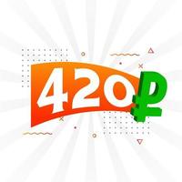 420 Ruble symbol bold text vector image. 420 Russian Ruble currency sign vector illustration